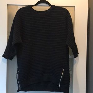 Banana Republic Navy Chunky Knit Side Zip Sweater